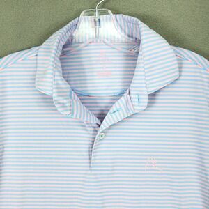 Rhoback Men's Performance Polo The Ivy Stripe Pink Blue Striped Size Small